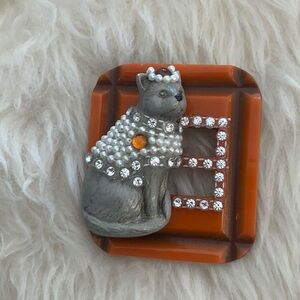 CAT PIN CREATED with VINTAGE PIECES